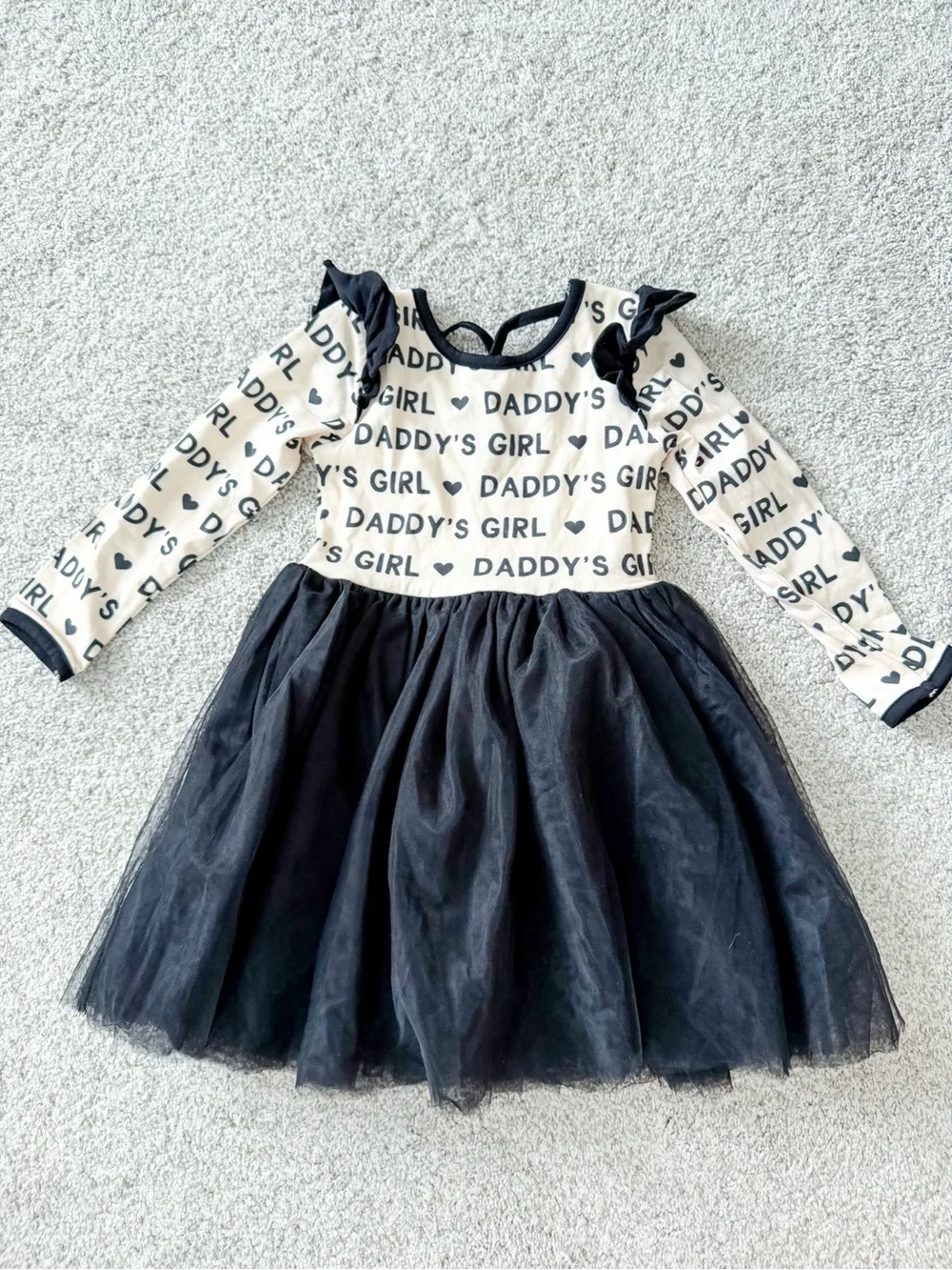 Daddy's Girl Black & Cream Tulle Party Dress for Kids